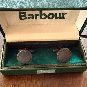 Barbour Brown Round Logo Cufflinks in Presentation Box